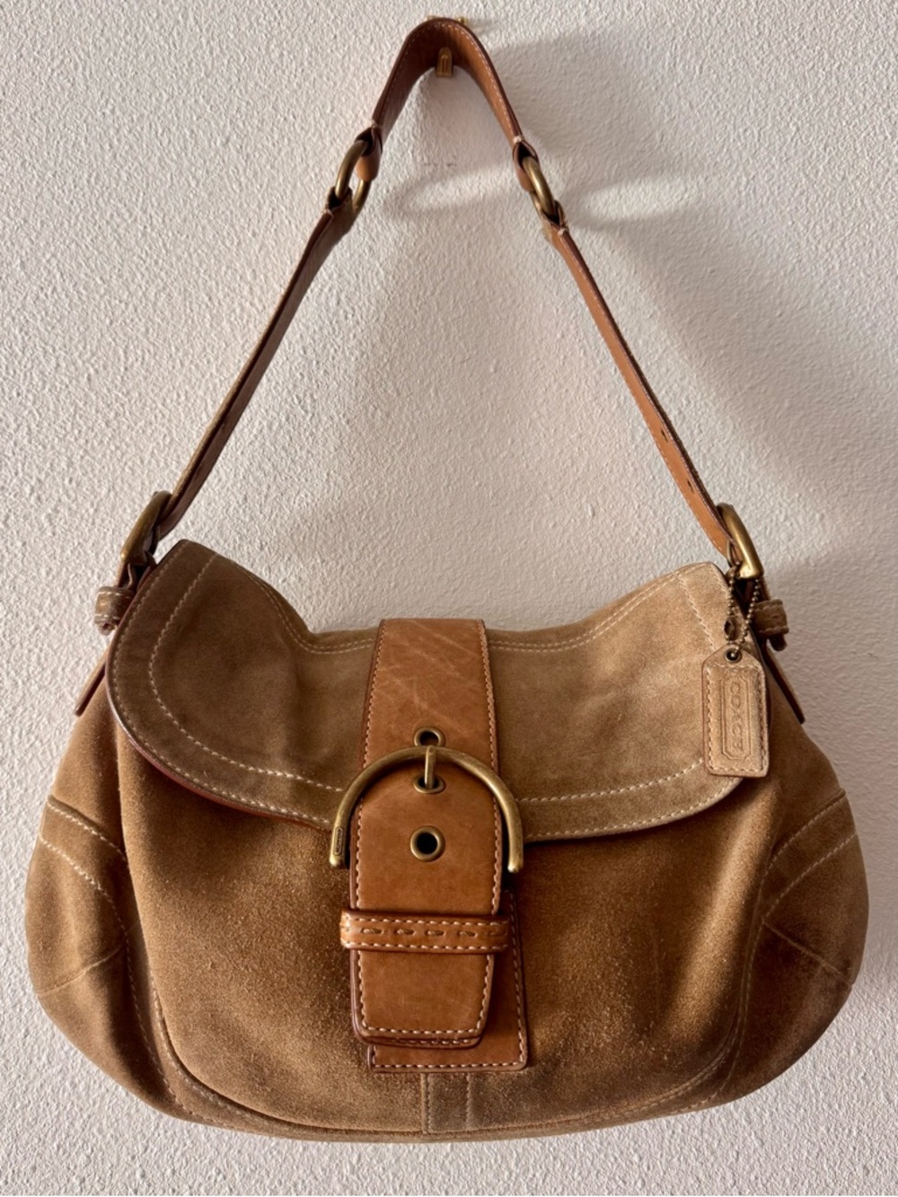 Vintage Coach SoHo Hobo Shoulder Bag Brown Suede Leather Y2K